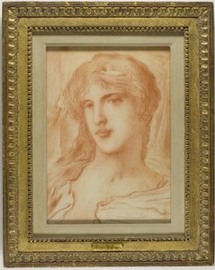頭部 1880年頃（バフ織紙に赤チョーク） 作： Simeon Solomon