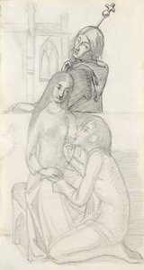 ロミオとジュリエット、修道士のローレンス（紙に鉛筆、ペン、インク） 作： Simeon Solomon