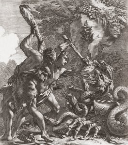 ヘラクレスとヒュドラ(プリント） 作： Simon (after) Vouet