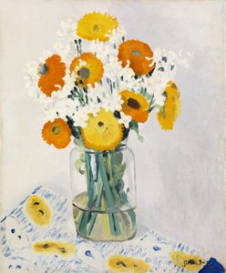 花瓶の花（油彩・キャンバス） 作： サイモン・アルバート・ビュッシー