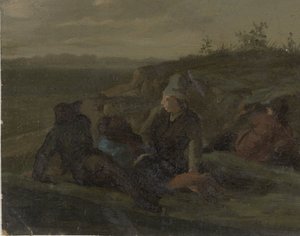 牧草地で休む農民 作： Simon Andreas Krausz