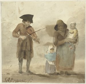 奥さんと子供がいるストリートミュージシャン 作： Simon Andreas Krausz