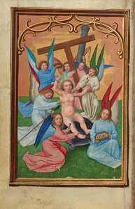 Das Christkind umgeben von den Werkzeugen der Passion