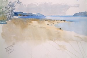ビーチ天橋立、2000年（水彩画） 作： サイモン・フレッチャー