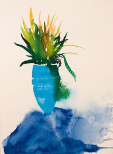 青い花瓶、2016年（水彩画）