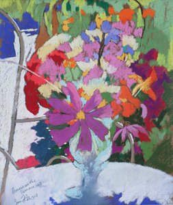 テラスの花 3, 2001 （パステル） 作： サイモン・フレッチャー