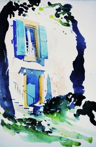 à Fos, 2015（水彩画） 作： サイモン・フレッチャー