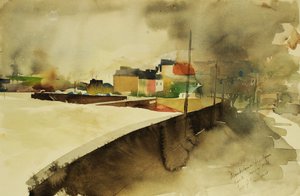 コーク、モンクスタウン港、2003年（水彩画） 作： サイモン・フレッチャー