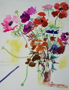ラナンキュラスとアネモネ、2010年（水彩画） 作： サイモン・フレッチャー