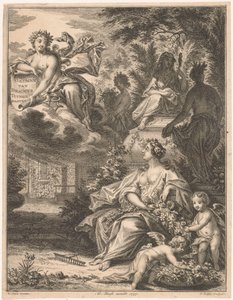 庭の植物 タイトルページ: Tielman van Bracht, Tuingedagten. 6 つのコースで、1754 年