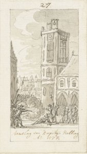 1577 年 11 月 23 日、ハーマン ヴァン デル ヘリング大尉の死 作： Simon Fokke