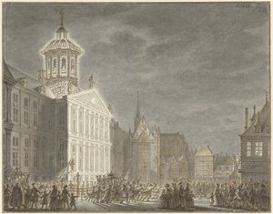ウィリアム 5 世とプロイセンのヴィルヘルミナのための市庁舎の照明、1768 年 作： Simon Fokke