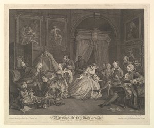 結婚アラモード、プレートIV、1745年4月1日。 作： Simon Francois Ravenet