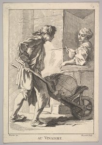 18世紀のル・クリス・ド・パリ 『パリの叫び』からのAu Vinaigre Vinegarの逆コピー。 作： Simon Francois Ravenet