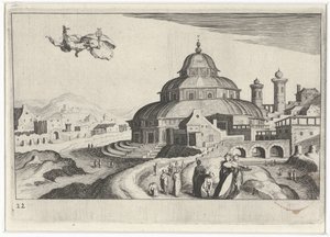 水星のある街並み 南欧の風景（連載タイトル） Topographia variarum regionum (シリーズタイトル) 作： ヘンドリック・ホンディウス（I）