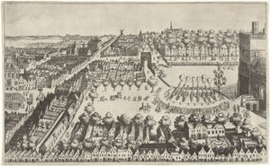 休戦宣言後のデン・ハーグでの祝賀の焚き火、1609年 作： Simon Frisius