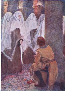 また、ヒョウの騎士の足元にはバラのつぼみが置かれていました（カラーリトグラフ）。 作： Simon Harmon Vedder