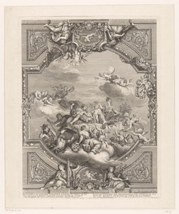 ヴェルサイユの天井画: アポロンは芸術と科学に報い、ミネルバはフランスの天才を戴冠 作： Simon Henri Thomassin