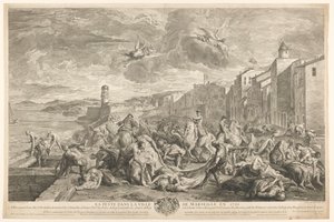 マルセイユのラ・トゥレットで腺ペストの犠牲者が殺処分される La Peste dans la ville de Marseille en 1720 (オブジェクトのタイトル) 作： Simon Henri Thomassin