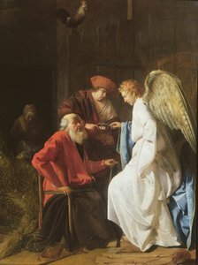 トビアスとエンジェル、トビットの失明を治す、1630 作： Simon Henrixz van Amersfoort