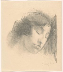 目を閉じた女性の頭 作： Simon Moulijn (signed by artist)