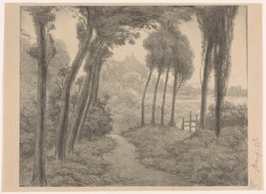 林道のある風景 作： Simon Moulijn (signed by artist)