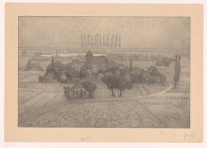 川沿いの村のある風景 トワイライト（原題） 作： Simon Moulijn (signed by artist)