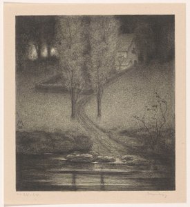 小川のポプラ 作： Simon Moulijn (signed by artist)