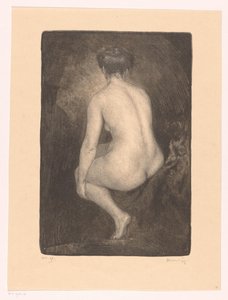 座っている裸の女性 作： Simon Moulijn (signed by artist)