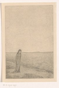 平らな風景の中の女性 作： Simon Moulijn