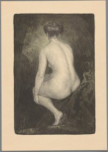 座っている裸の女性 作： Simon Moulijn