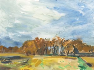 リッチモンド・パーク、2018年（紙に水彩画） 作： サイモン・ネビル