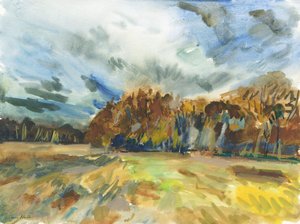 リッチモンド・パーク、2018年（紙に水彩画） 作： サイモン・ネビル