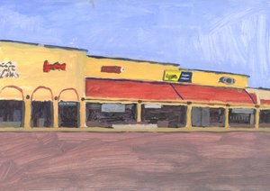 ストリップモール7、2023年（アクリル、紙） 作： Simon Neville