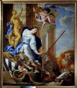 平和の恩恵のアレゴリー シモン・ヴーエ（1590-1649）による絵画 1645年 シェルブール、トマ・アンリ美術館 作： Simon Vouet