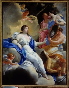 Prudence, Love and the Graces Painting by Simon Vouet (1590-1649) 1645 Sun.1,16x0,9 m モンペリエ、Musee Fabre 作： Simon Vouet