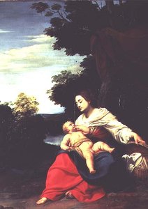 バスケットを持つマドンナ 作： Simon Vouet