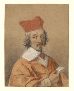 アルマン＝ジャン・デュ・プレシの肖像、リシュリュー枢機卿、1632～34年頃（紙にチョーク） 作： Simon Vouet