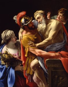 オニーアとその父、トロイの逃亡、1635年頃 作： Simon Vouet