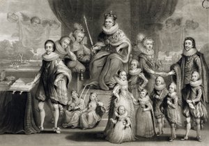 チャールズターナー（1773-1857）によって刻まれたボヘミア王の家族と一緒に彼の陛下ジェームズ1世と彼の王室の子孫、1814