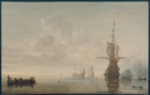 旗艦「エミリア」は提督マーテンハーペルツに敬意を表します。トランプ 作： Simon de Vlieger