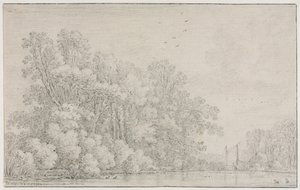 河川景観、c。 1650。 作： Simon de Vlieger