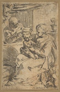 ロザリオの聖家族、ca。 1640-1642。 作： Simone Cantarini