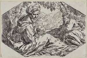 エジプトへの飛行中の休息 作： Simone Cantarini