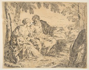 エジプトへのフライトで休憩し、マリアが幼いキリストを抱きながら聖... 1637-1639以降。