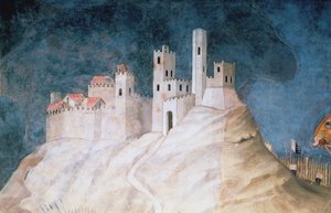 1328年、マッパモンドサラからのモンテマシ要塞の詳細である、モンテマッシ包囲でのギドリッチョダフォリアーノの記念碑 作： Simone Martini