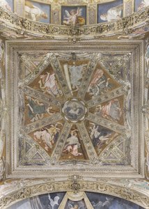 天使と神を祝福する者たち（フレスコ画 作： Simone Veneziano Peterzano