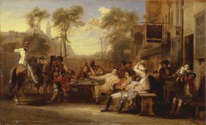 ワーテルローの戦いを知らせる官報を受け取るチェルシーの年金受給者 作： Sir David Wilkie