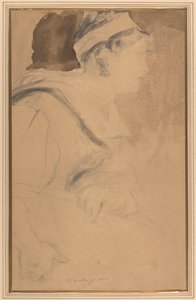 「リーベン湖の城から逃げるスコットランド女王メアリー」のための少女の習作 作： Sir David Wilkie