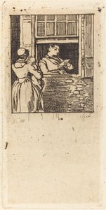 窓辺で手紙を読む女性 作： Sir David Wilkie